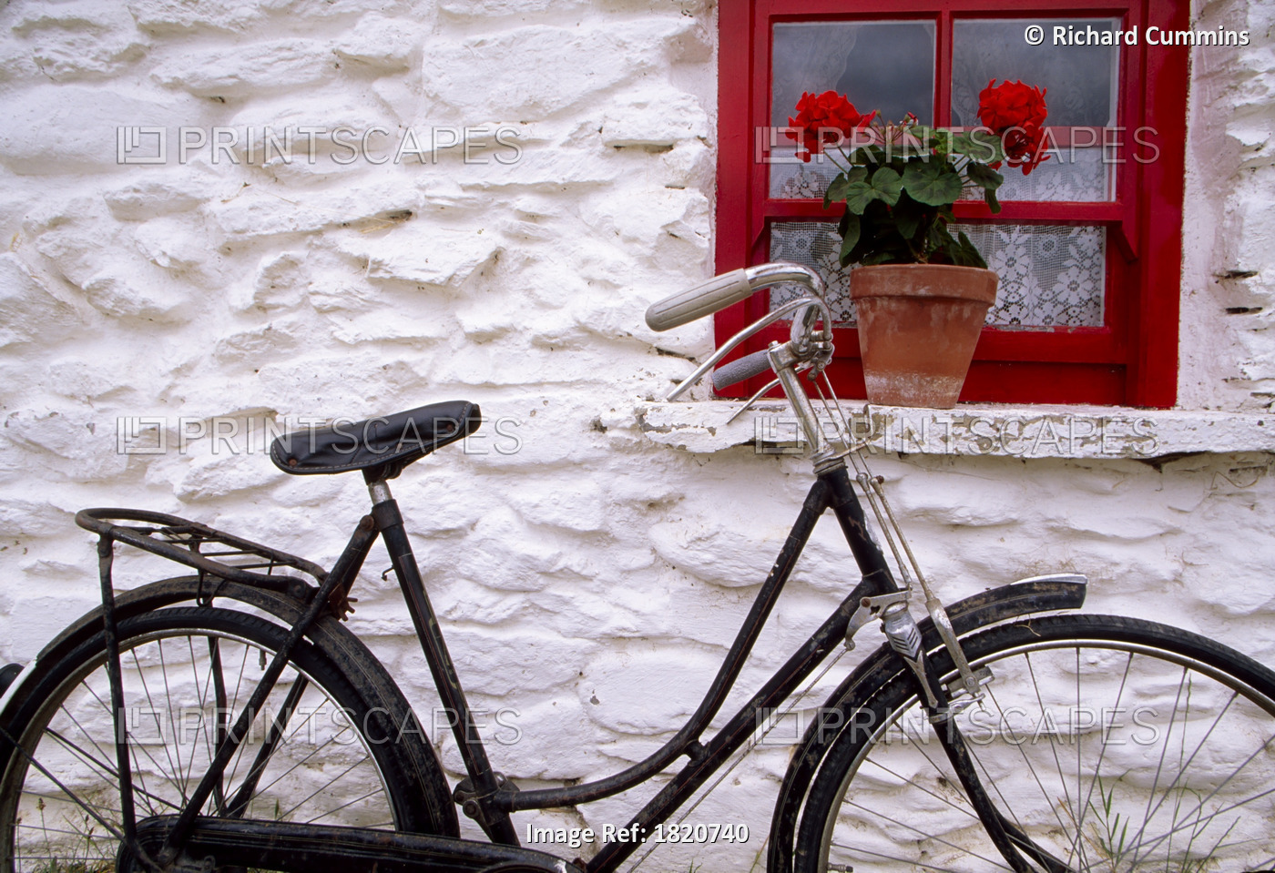 Bunratty Folk Park, County Clare, Ireland; Cottage Window And Bicycle