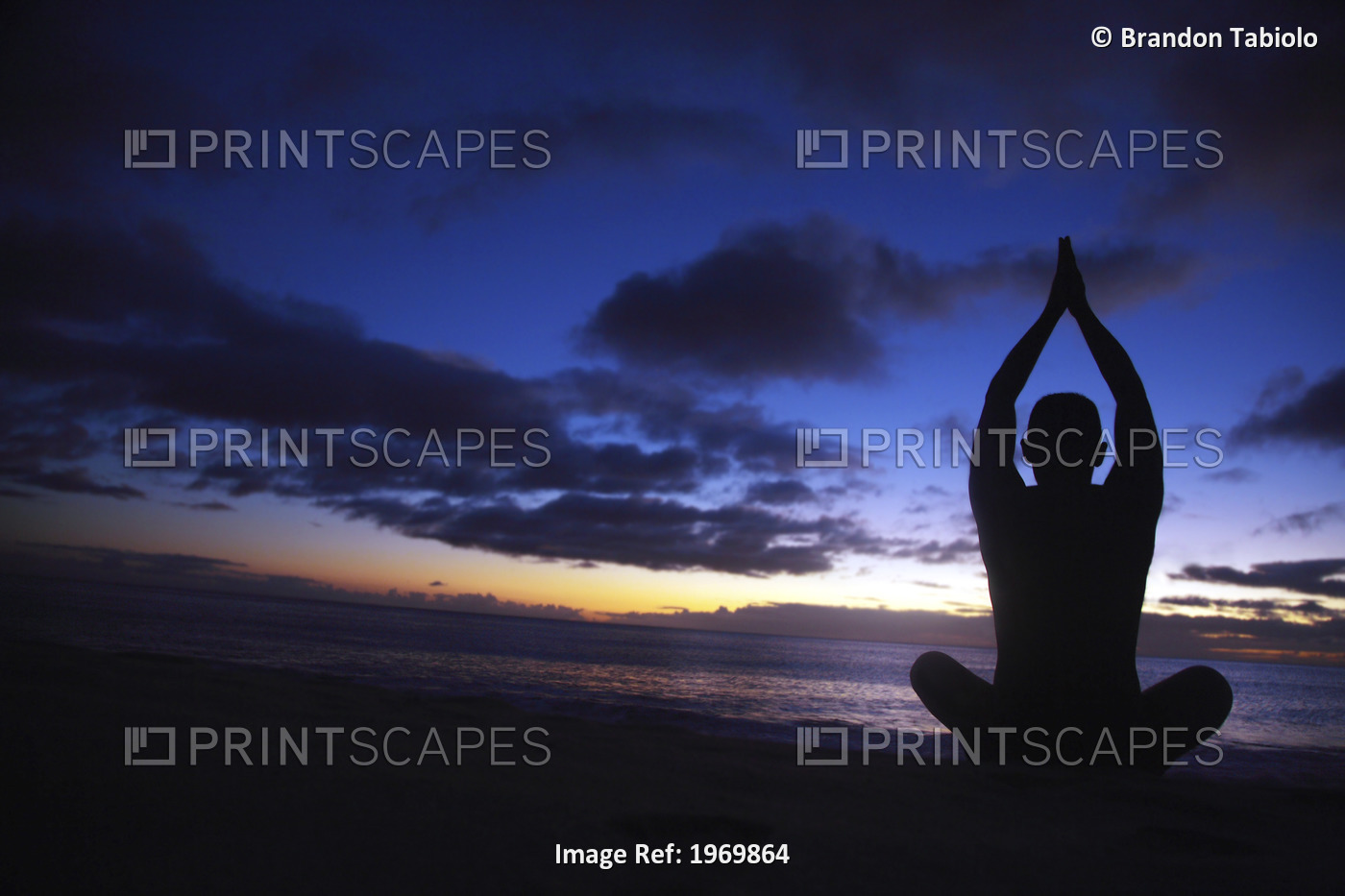 Hawaii, Oahu, Fit Young Guy On The Beach Doing Yoga On The Coastline.