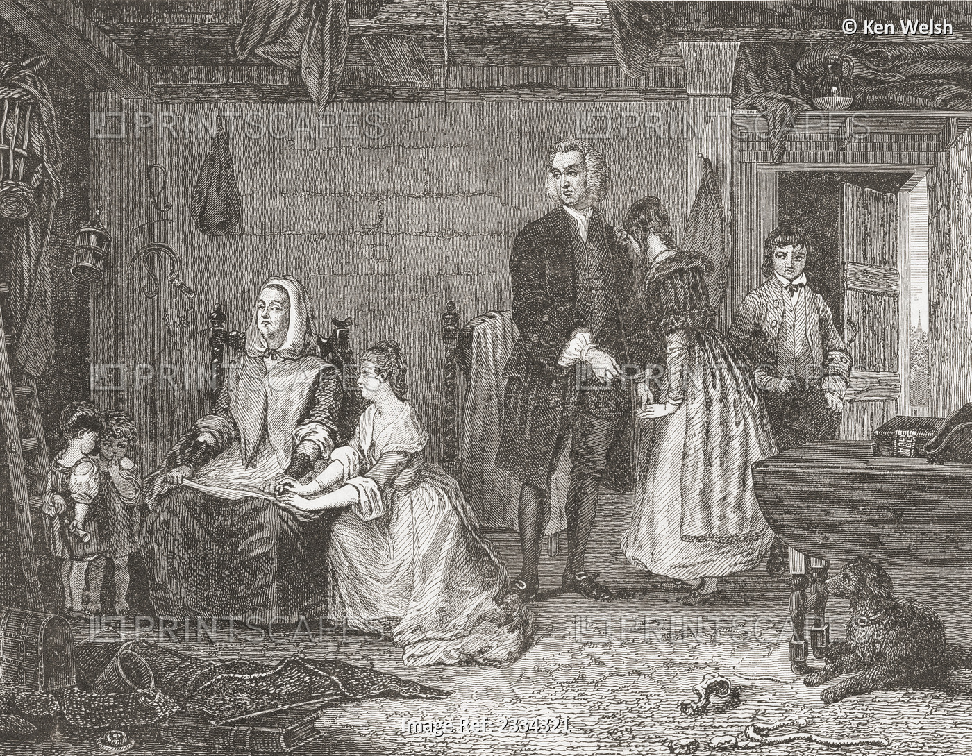 The Vicar Of Wakefield Reconciling His Wife To Olivia, After The Painting By ...