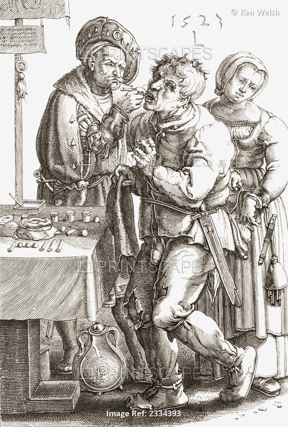 Le Chirurgien By Lucas Van Leyden. A Medieval Dentist At Work. From Histoire ...