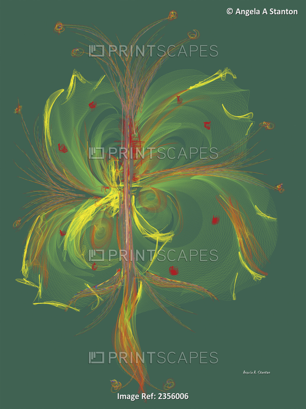 Computer Generated Floral Design On A Green Background