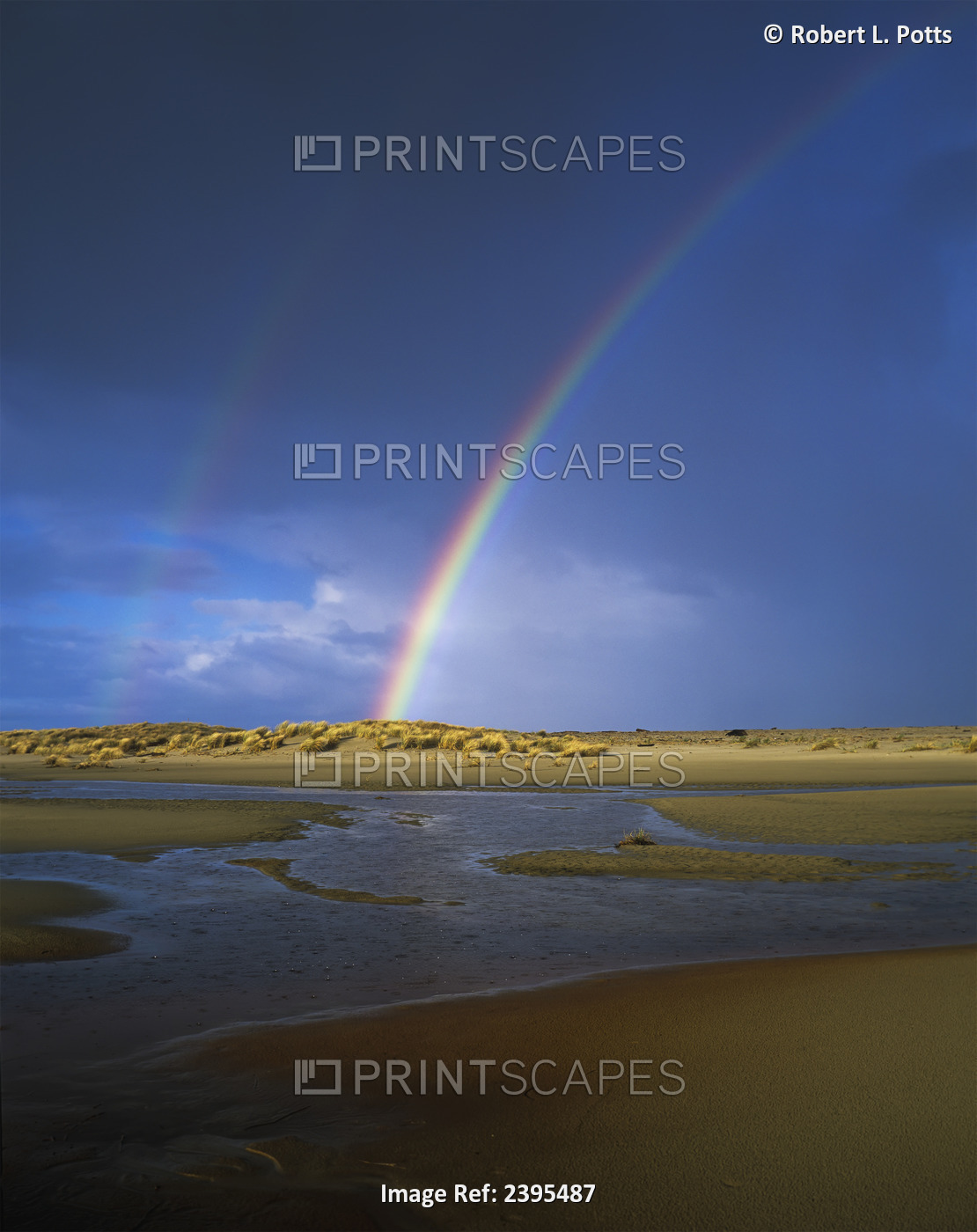 Rainbow Appears Over The Mouth Of The Siltcoos River; Florence, Oregon, United ...