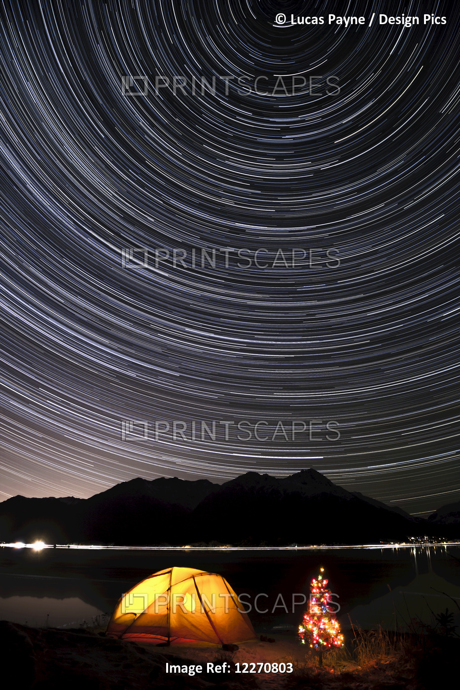 Star Trails Circle Above The Chugach Mountains With A Backpacking Tent And ...