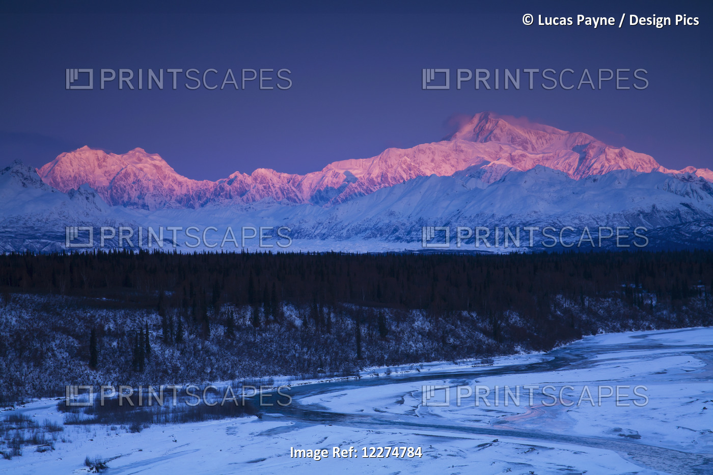 Alpenglow On Mt. Mckinley And Mt. Hunter As Seen From The Denali South Overlook ...