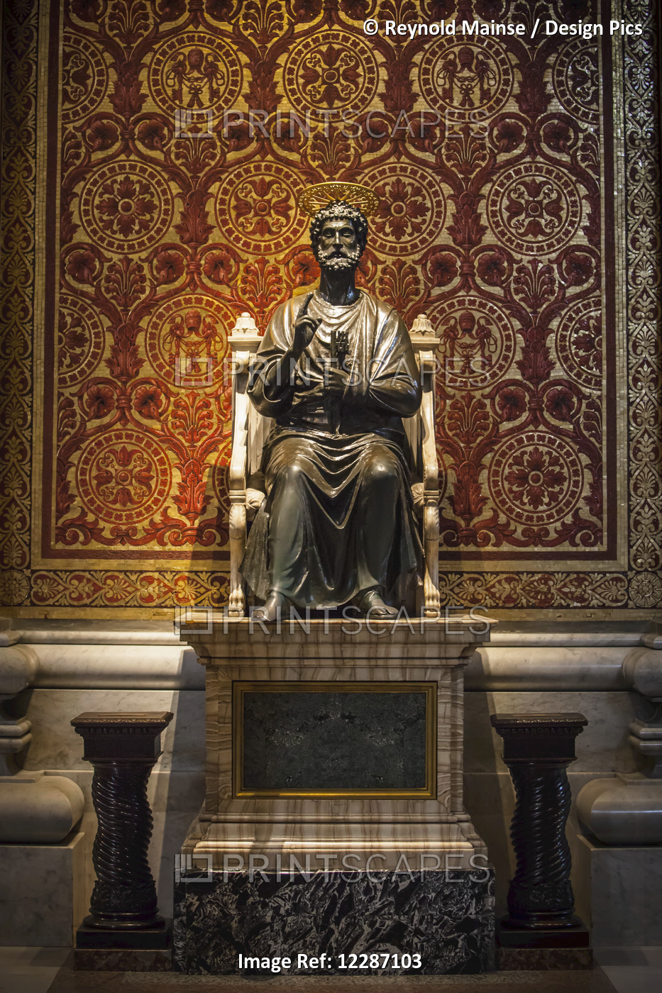 Ancient Statue Of Saint Peter, St. Peter's Basilica; Rome, Italy