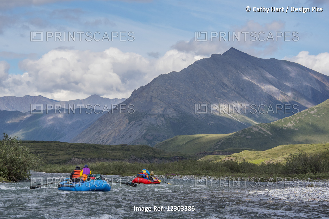 Two Rafters On The Marsh Fork Of The Canning River In The Arctic National ...