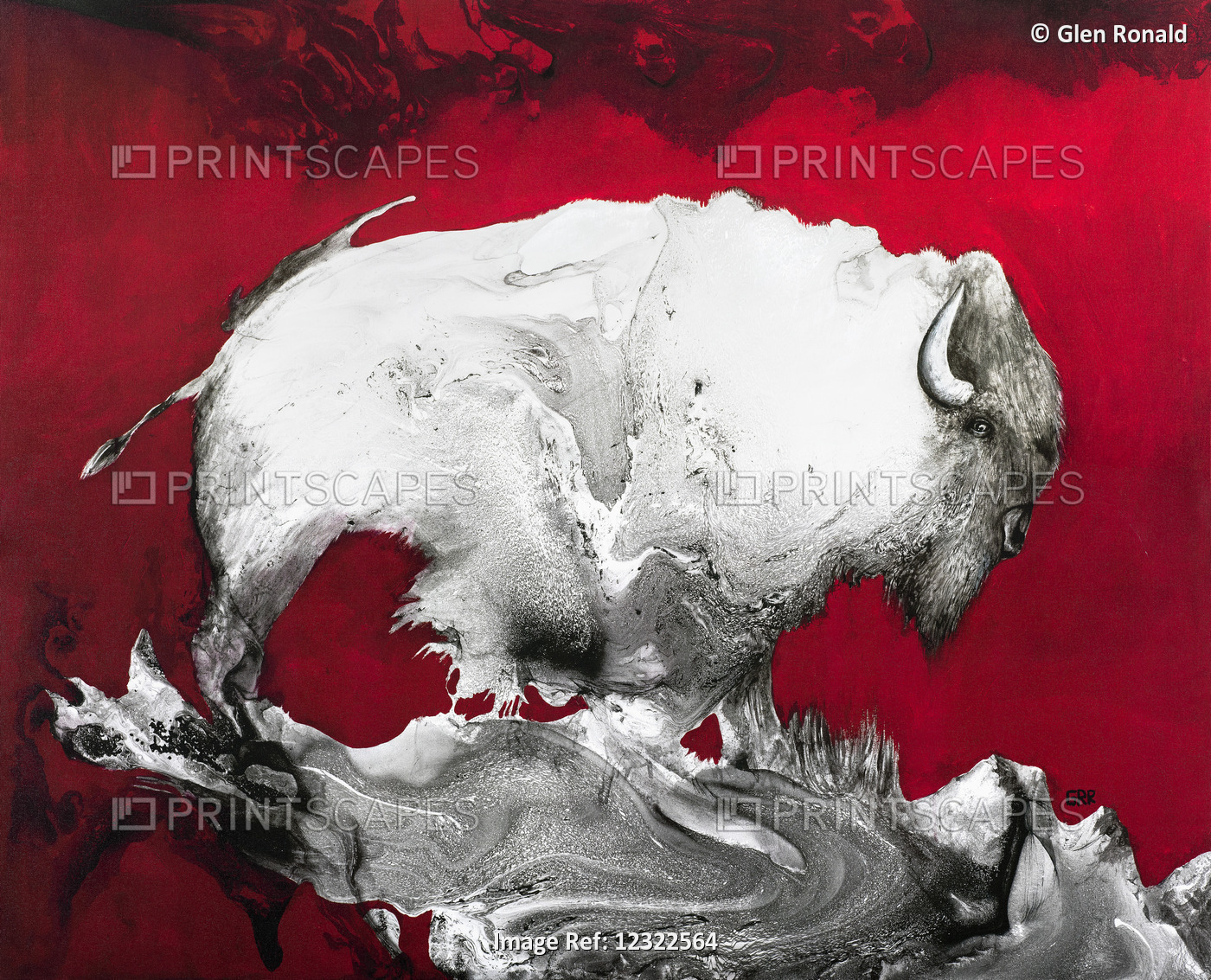 Buffalo Soldier, Colour Artwork Of A Buffalo On A Red Background