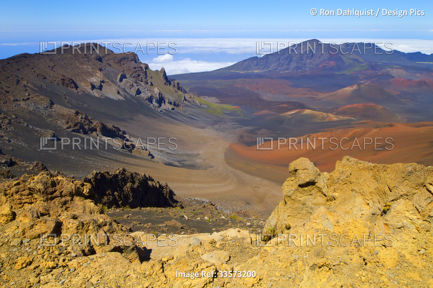 Scenic view of cinder cones in the Haleakala Crater; Haleakala National Park, ...